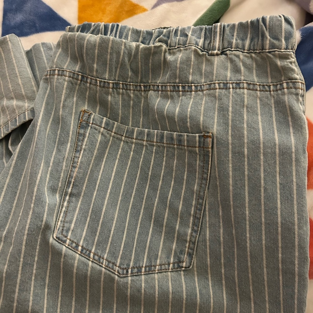 1X Striped Wide-Leg Pants with Cuff - Picture 4 of 6
